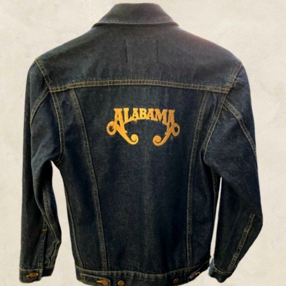 VINTAGE 80s ALABAMA DENIM JACKET, 1984 WITH LOVE FROM ALABAMA TOUR, RARE!  S - Picture 1 of 10